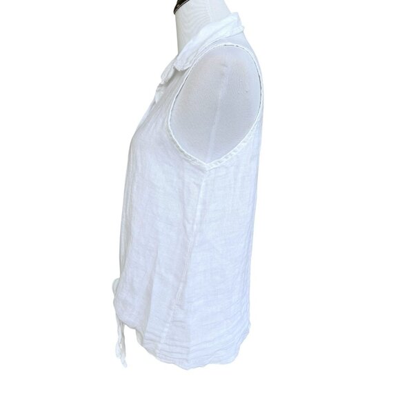 M Brand Linen White Sleeveless Tie-front Top Made in Italy Shirt Size Small - Picture 4 of 6